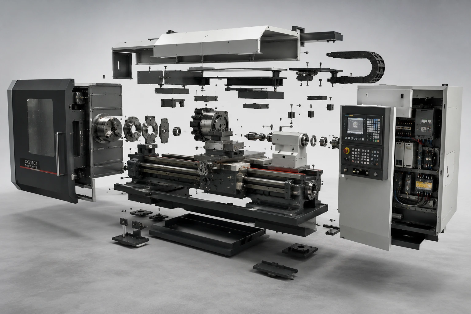 Exploded view showing the critical components that make up an industrial machine sourced from China